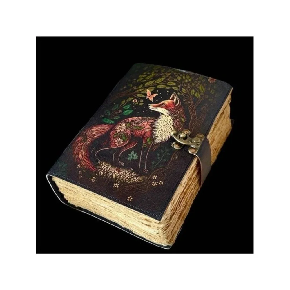 Sakura Vintage Leather Grimoire Enchanted Fox Buffalo Leather Brown 7x5 Journal